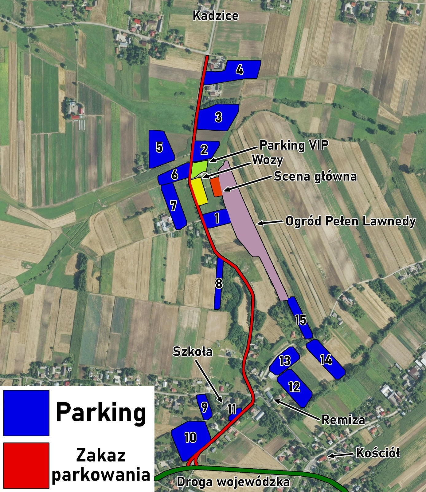 Mapa parkingów oraz organizacji ruchu podczas Dożynek Gminy Proszowice 2022